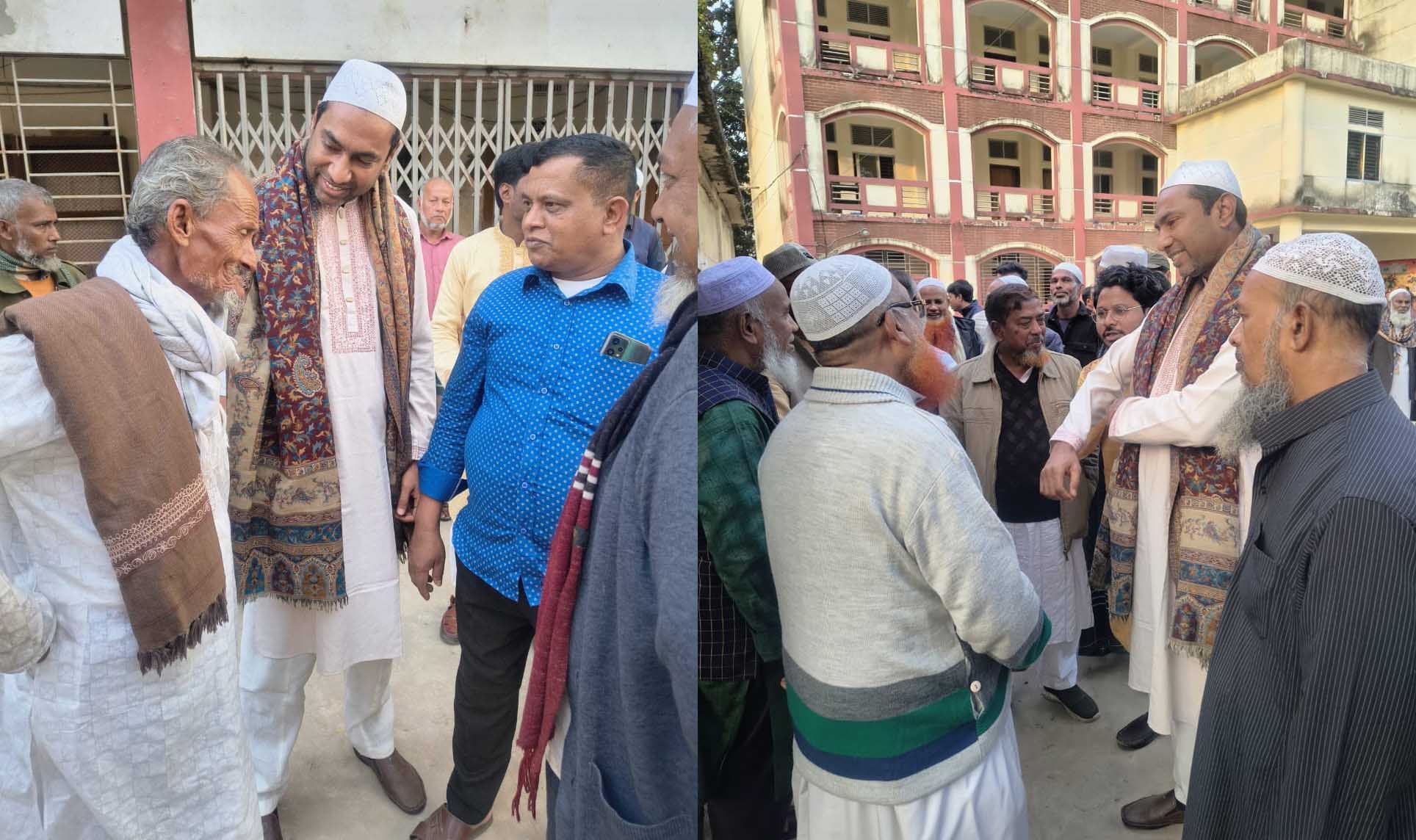 সেনবাগে মুসল্লিদের সঙ্গে এনসিপির প্রার্থী সুলতান মুহাম্মদ জাকারিয়ার কুশল বিনিময় 